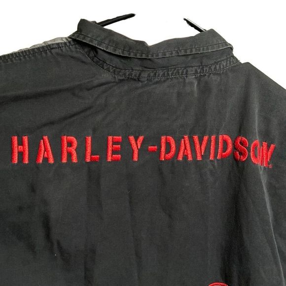 Harley Davidson Motorcycle Black & Gray Garage Shirt Flames - Picture 3 of 6
